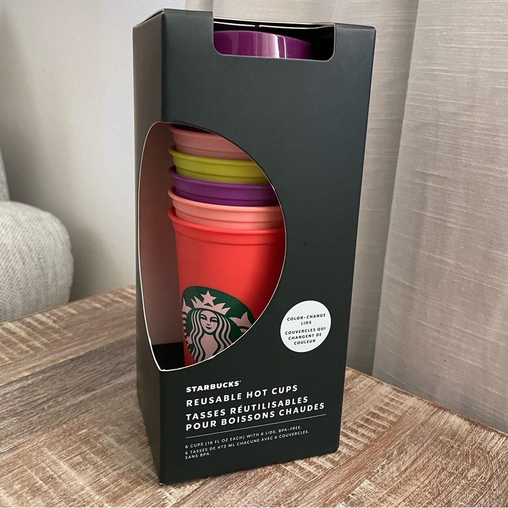 Starbucks NEW 2022 Reusable Cold Hot Cups 6 pack w/ Color Changing Lid
